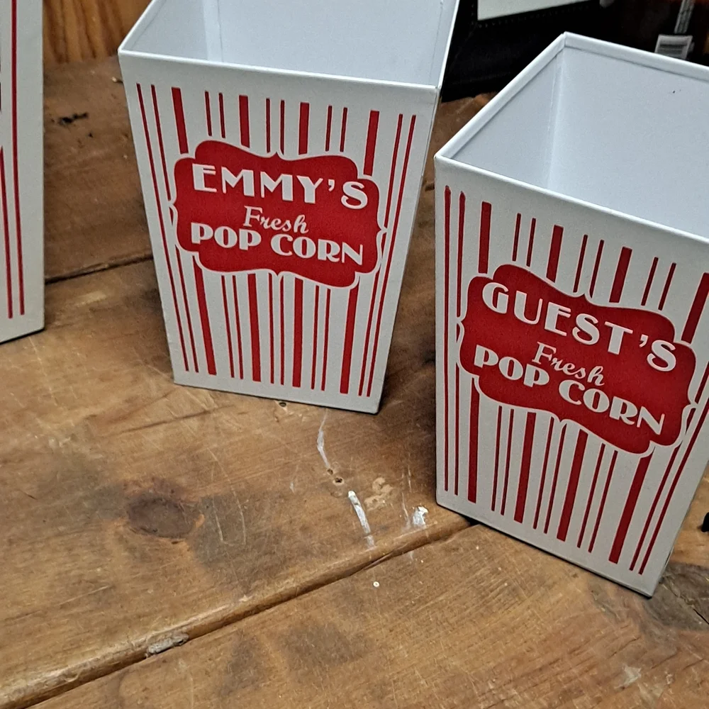 4 Metal Popcorn Tins‎ For Movie Night